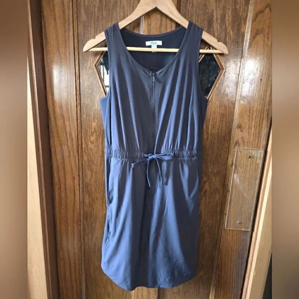FLX Skort Tank Dress Zip-Up Tie Waist with Built in Shorts XSMALL